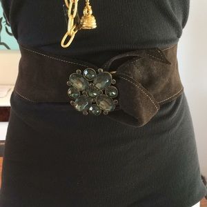 Wide brown suede belt with fantastic buckle